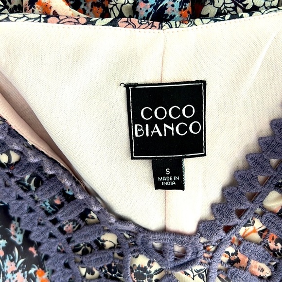Coco Bianco,Boho, Floral,Crochet-Front Top Sz Small,Completely Lined,EUC,Size S - Picture 8 of 9